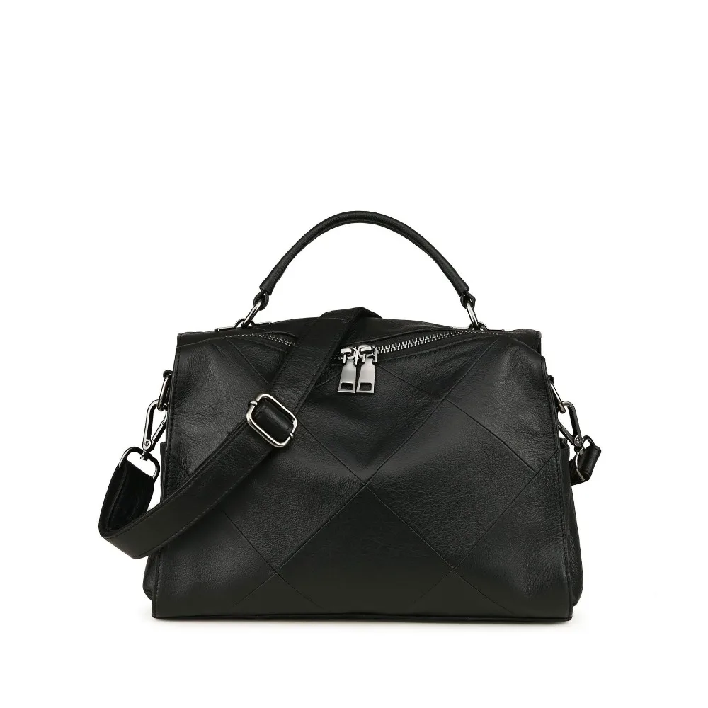 Factory direct high quality luxury Genuine Leather women handbags simple casual stitching design soft leather cows women bag