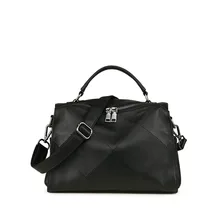 Factory direct high quality luxury Genuine Leather women handbags simple casual stitching design soft leather cows women bag