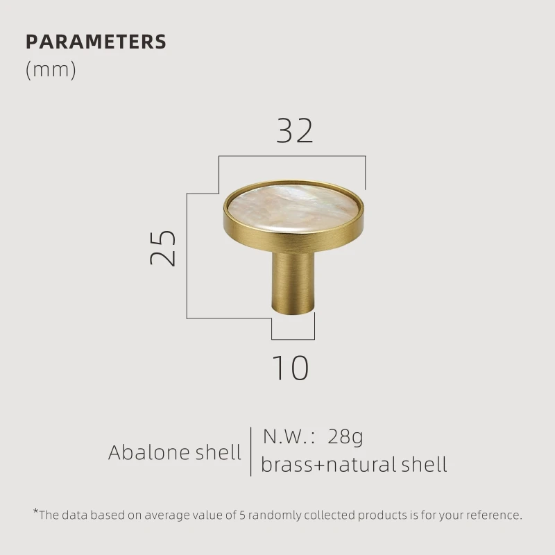 Dooroom латунные мебельные ручки в виде ракушки простые скандинавские пасторальные ручки для шкафа комода круглые цветные ручки для шкафа - Цвет: Abalone shell-M