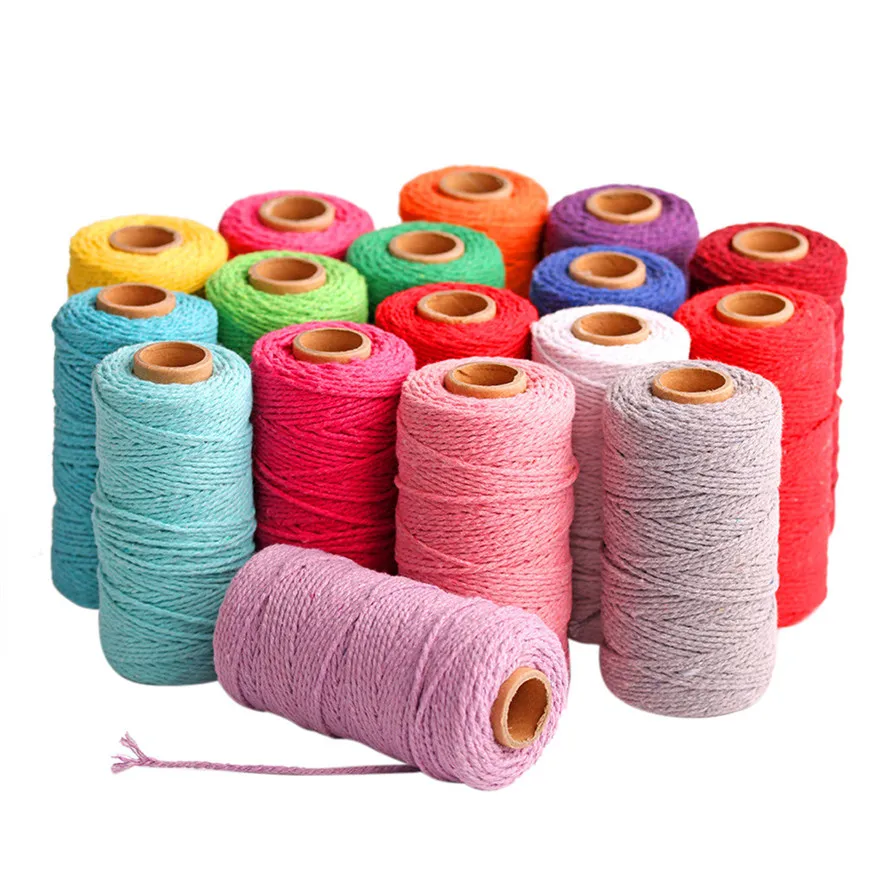 

New 20Colors Cotton Rope 1PC 91.5 M Long/100Yard Pure Cotton Twisted Cord Rope Crafts Macrame Artisan String High Quality 30