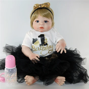 

New Arrival Baby Girl Reborn Dolls Kids Toy Full Silicone Vinyl 23'' 57 cm Real Bebes Reborn menina Alive Doll NPK doll reborn