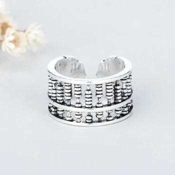 

Sole Memory Retro Abacus Lucky Auspicious Mini Delicate 925 Sterling Silver Female Resizable Opening Rings SRI275