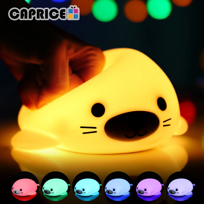 

Night Light Soft Silicon Mini LED Lamp Lights 5V 1200 mAhBattery Rechargeable Colorful Lighting Inductive Cute Animal D-Hb
