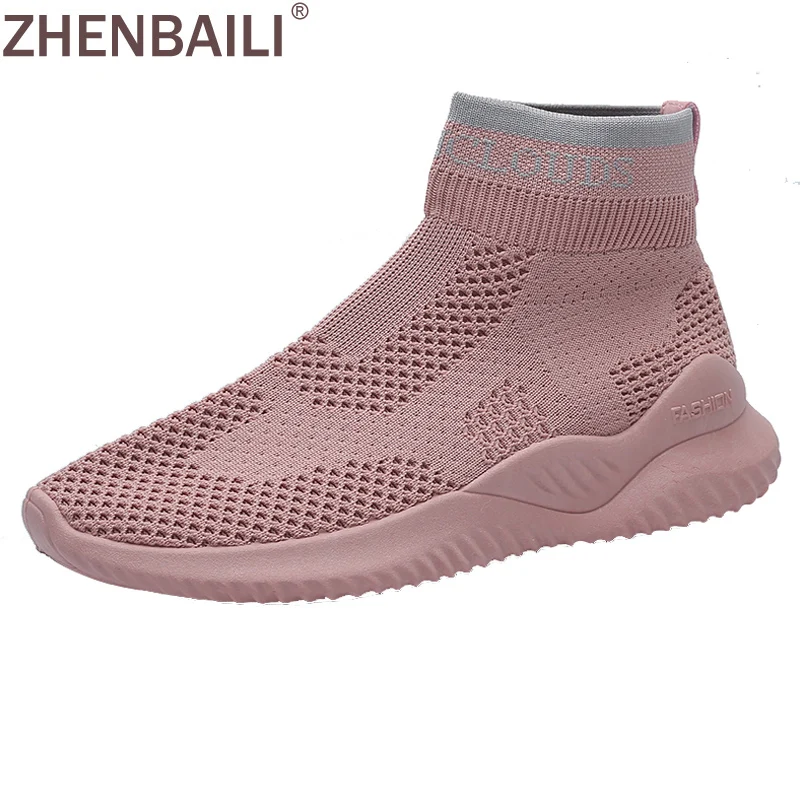 ZHENBAILI/модные весенние кроссовки на плоской подошве с высоким берцем дышащая