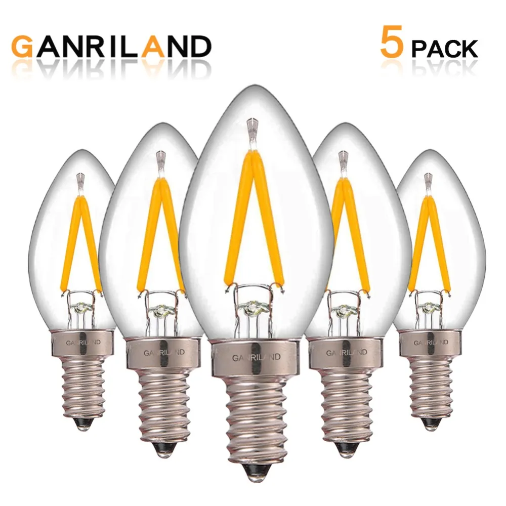 Ganriland Dimmable C7 Refrigerator Edison LED лампы накаливания E12 E14 лампочки 1 Вт 2200 к 110 В 220 Bombillo