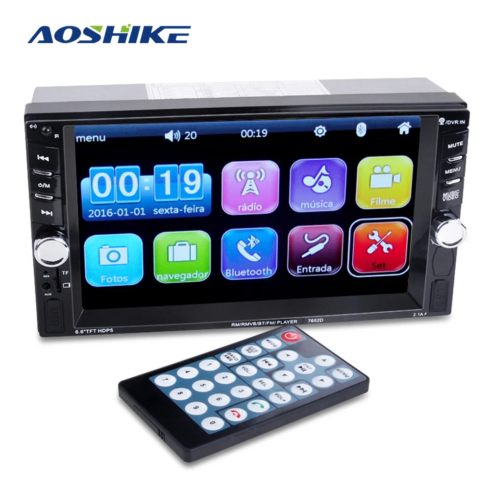 

AOSHIKE 2 Din Universal 6.6 Inch Car MP5 Player Car Bluetooth Rear View Priority MP4 Card Machine Remote Control Touch Built-In