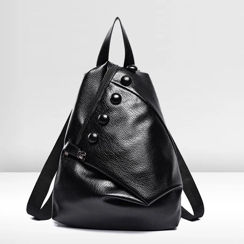 Backpack For Girls 2016 Backpacks Female Fashion Girls Bags Ladies Black Backpack PU button Backpack
