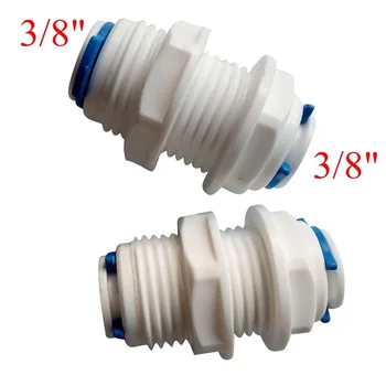 

2Pcs 3/8" OD Tube RO Water Straight Bulkhead Fittings Quick Connector RO Water System