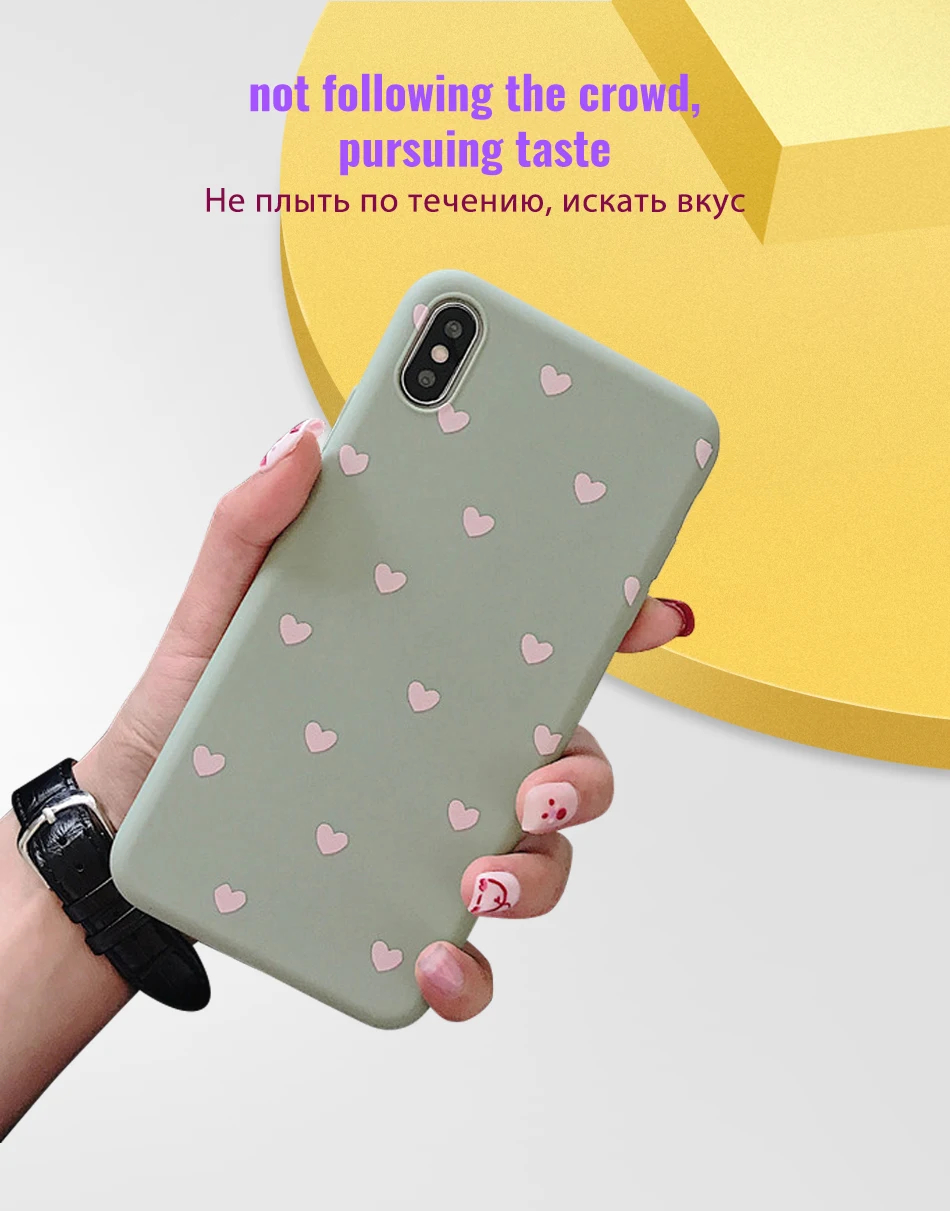 Fashion Sweet Heart Phone Case For iphone XR XS Max Simple Cute Love Heart Soft TPU Case Cover For iPhone XS Max XR 6 7 8 Plus