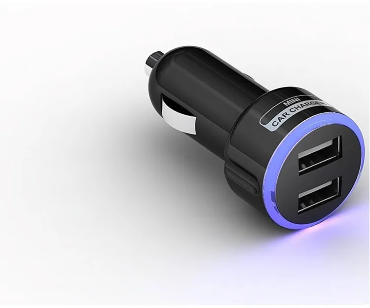 DHL-Free-Shipping-Car-Charger-blue-LED-light-Double-Dual-USB-Car-Charger-coche-de-Cargador