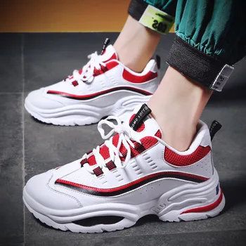 

2019 Men's Shoes Korean Version of The Tide Shoes Platform Chunky Dad Shoes Men with Fur High Platform Trainers