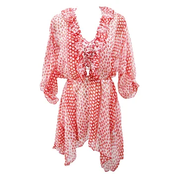 

Lotus leaf decoration three-piece bikini with soft chiffon skirt Ladies beachwear
