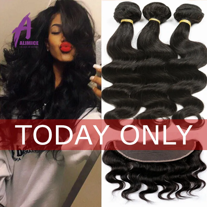 8A 13X4 Ear To Ear Lace Frontal Closure With Bundles Peruvian Body Wave Virgin Human Hair 3 Bundles With Lace Frontal Closure
