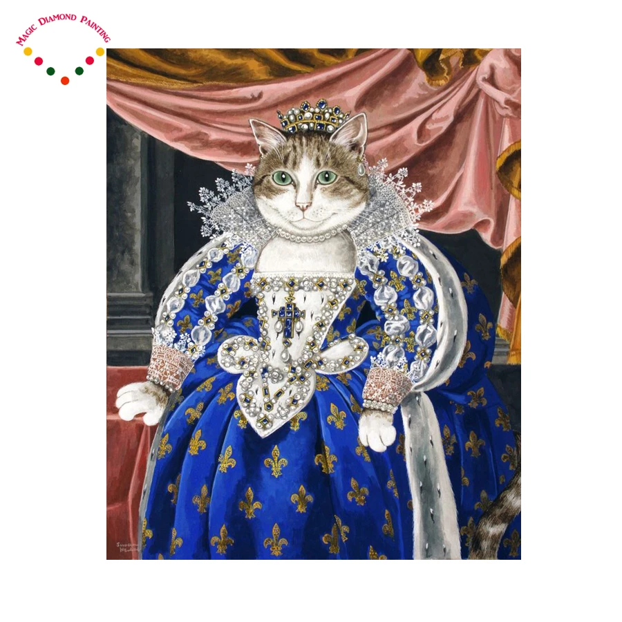 Diamant Peinture Chat Princesse Point De Croix Mosaique Peinture Plein Foret Jolie Robe Et Couronne Bricolage Diamant Broderie Point De Croix Aliexpress