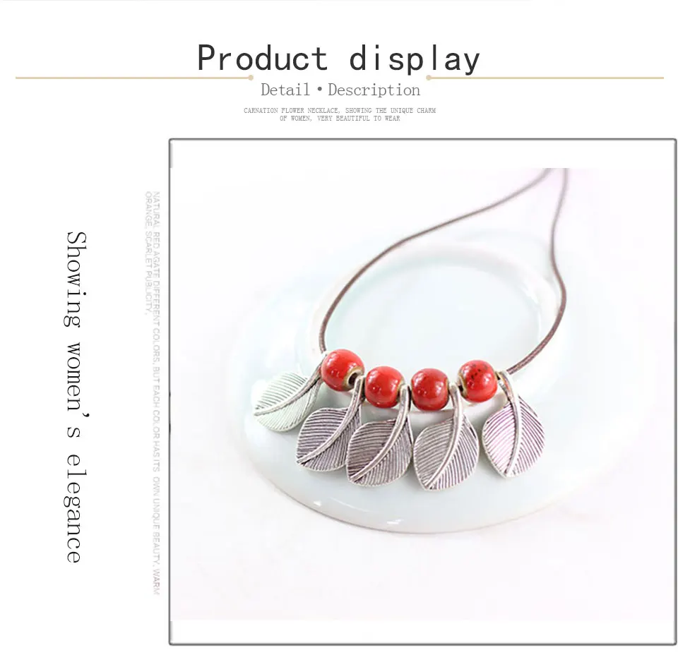 Ceramic Flower Glaze Leaf Necklace Women's Simple Temperament Clavicle Chain Pendant Clothes Jewelry Wild To Send Girls Gifts (7)