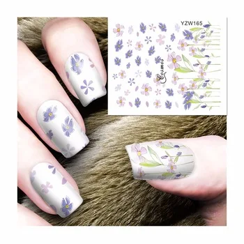WUF 1 Sheet Nail Art Wrap Water Transfer Nails Sticker Chic Flower Water Decals Stickers Decoration Tools Wraps 165