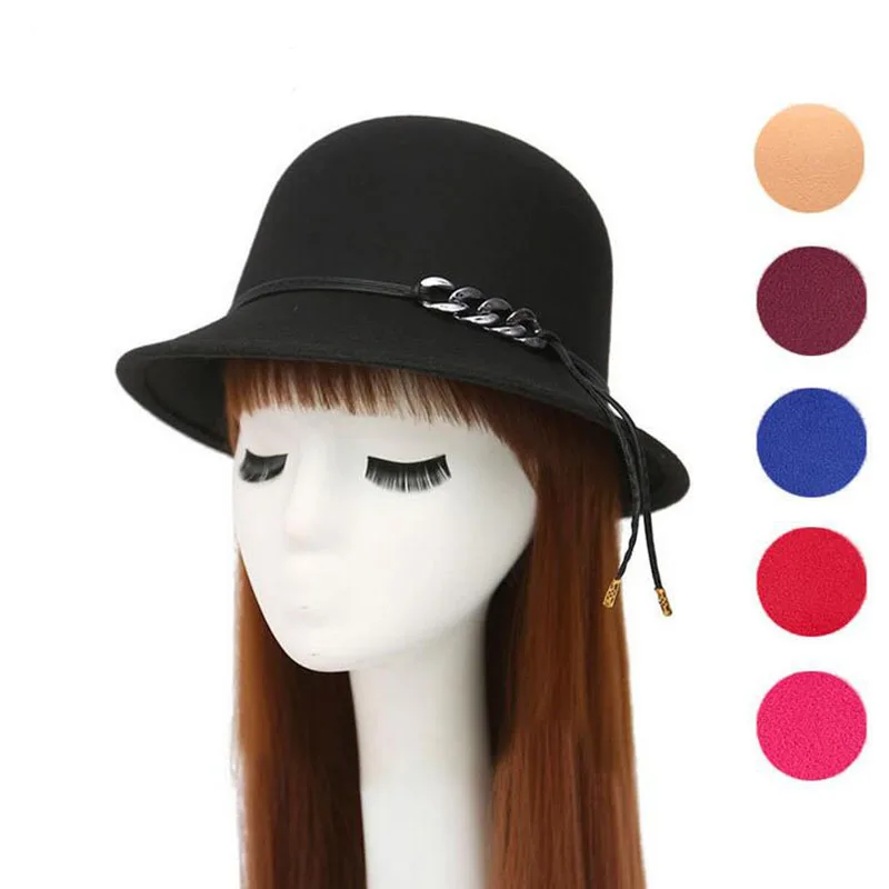 Europe England Style Autumn Winter Hat For Women Fedora Woman Wide Brim Wool Felt Bowknot Fedoras Vintage Ladies bonnet Cap | Аксессуары
