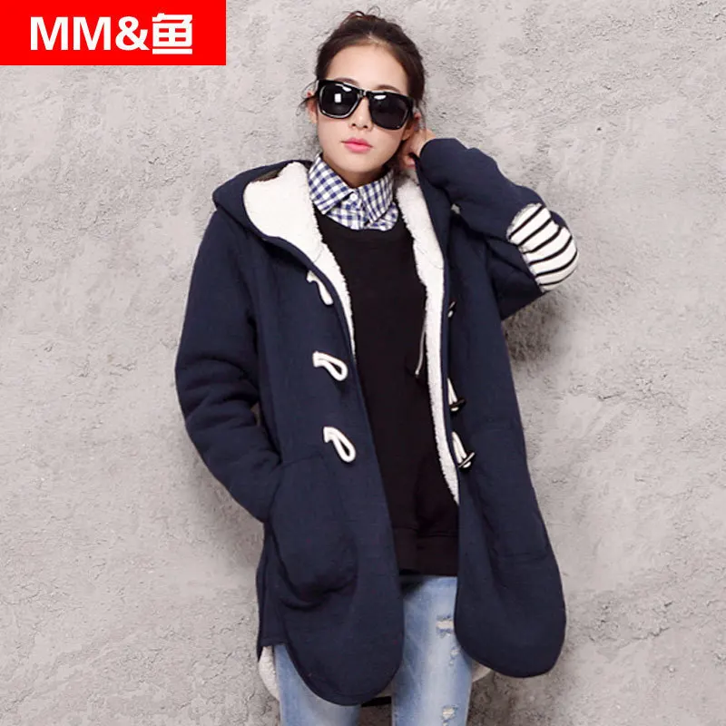 korean style Plus size Women 2014 Autumn winter hood Fleece thicken loose long sleeve Sweatshirt jacket | Женская одежда