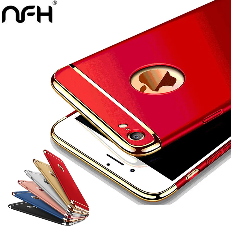 Plating Cover Case Red Mewah Untuk iPhone X XR XS 11 Pro Max Kes Untuk iPhone Pada 5 5s 6 6s 7 8 ditambah Cover Perlindungan Kompleks Hard