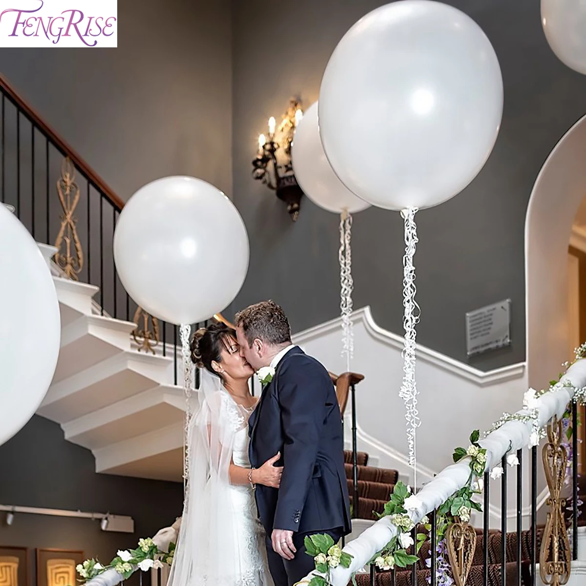 

FENGRISE 18/36inch White Giant Balloon Wedding Party Ballons Round Birthday Balloons Birthday Party Decoration Latex Baloons
