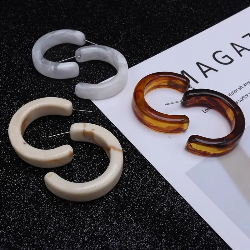 Acrylic Earrings 2019 Big Statement Earrings for Women Resin Oval Square Geometric Drop Dangle Earrings Bohemian Jewelry EB301