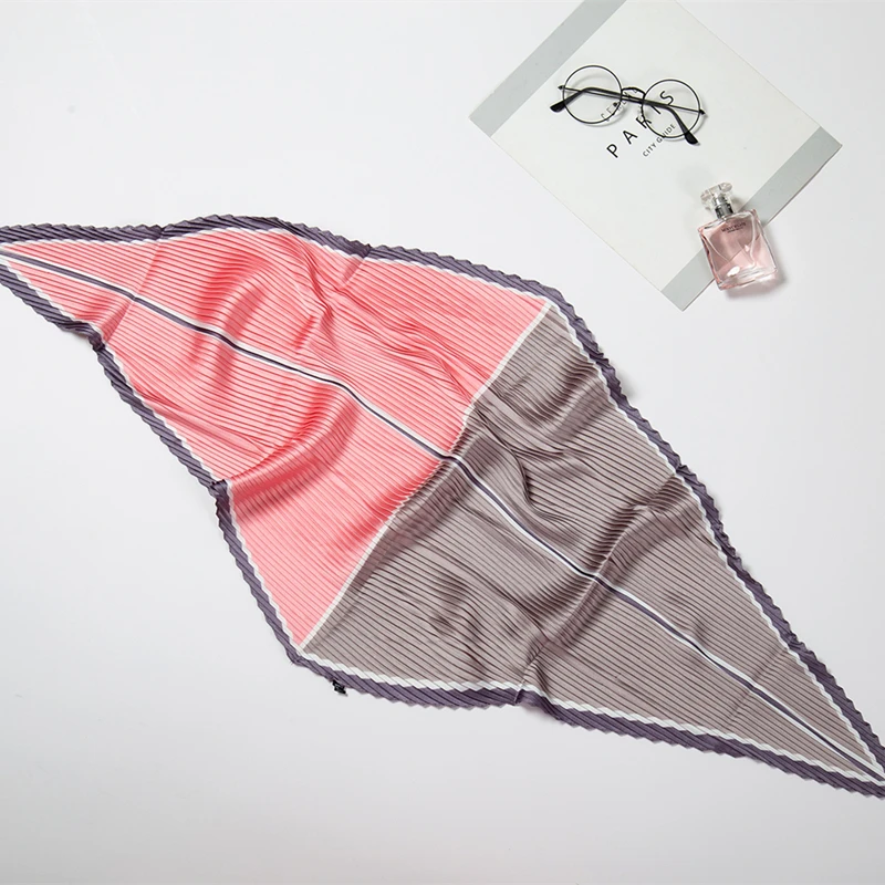 Дизайнерский женский шарф, квадратный шелковый плиссированный шейный платок, женский элегантный ободок для волос, женский шейный платок - Цвет: YZ32-3