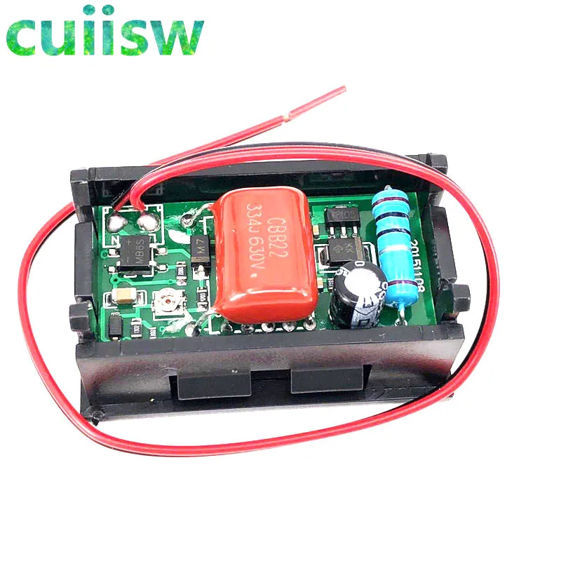 Переменный ток 30-500 В 0,5" светодиодный цифровой вольтметр, вольтметр, прибор для измерения напряжения, 2 провода, красный, зеленый, синий дисплей, 110 В, 220 В, сделай сам, 0,56 дюйма
