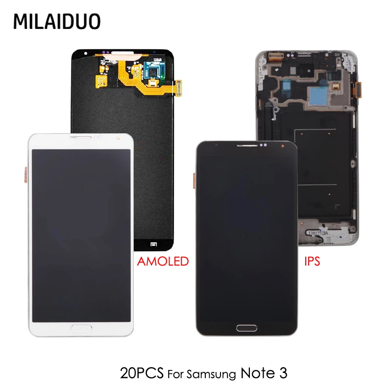 

20 PCS OEM Super AMOLED For SAMSUNG Galaxy Note 3 III SM-N9005 SM-N900 LCD Display Touch Screen Digitizer Assembly 5.7'' OLED