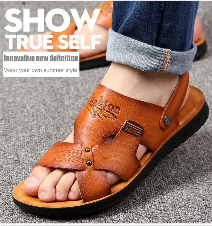 New Summer Sandals Men Outdoor Casual Men Shoes Non-Slip Breathable Beach Sandals Two Ways Wearing Sandalias Hombre Shoe