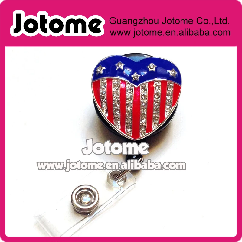 Flag Heart ID Badge Reel