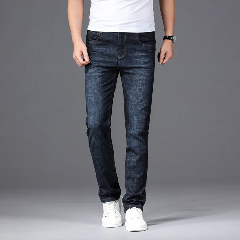 2019 New Slim Fit Small Straight Male Trousers Denim Pants Brand ClotheMen Classic Business Jeans Fashion Casual Primary Color | Мужская