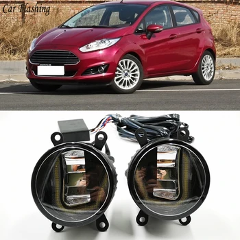 

3-IN-1 Functions Auto LED DRL Daytime Running Light Car Projector Fog Lamp with yellow signal For Ford Fiesta 2009 - 2015 2016