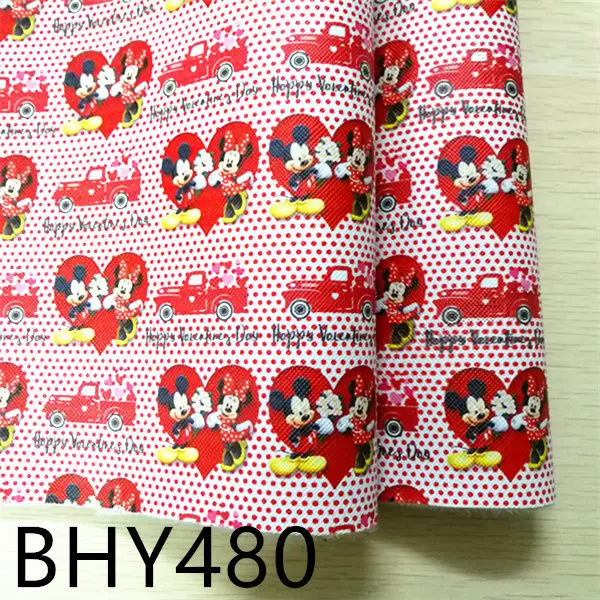 

Free shipping 7.6*12inch cartoonValentine's heart print synthetic leather fabric for DIY accessories BHY480