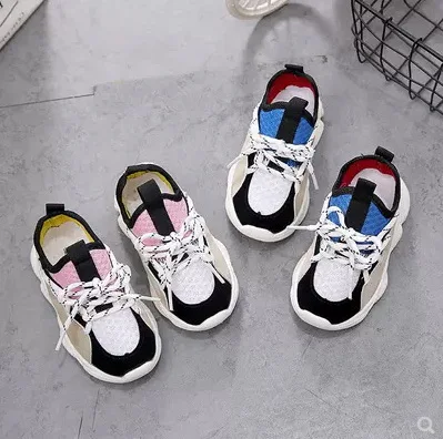 

NEW Kids Shoes For Boys Girl Children Casual Sneakers Baby Girl Air Mesh Breathable Soft Running Sports Shoe Pink Blue J105