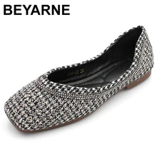 BEYARNE/большие размеры; дизайнерское ожерелье; женская обувь на плоской подошве; элегантные удобные женские модные мягкие туфли со стразами; zapatosE734