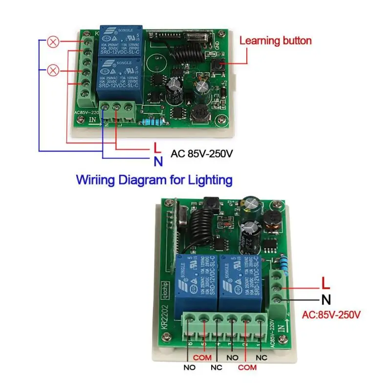 QIACHIP 2CH AC 110V 220V 433Mhz беспроводной пульт дистанционного управления релейный приемник и 2 CH передатчик для ворот автомобиля гаражной двери светильник