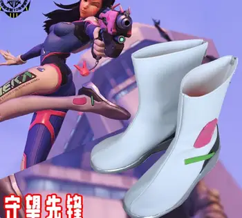 

Game OW DVA Over and Watch D.VA Cosplay Custume Boots Flat Heel Custom Shoes Halloween