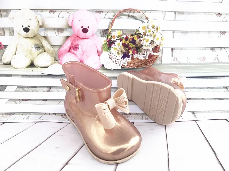 Mini Melissa/оригинальные непромокаемые резиновые сапоги для девочек с бантом; г.; Водонепроницаемая Обувь для девочек; детские сапоги; водонепроницаемые резиновые сапоги для малышей; 13,8-17,8 см