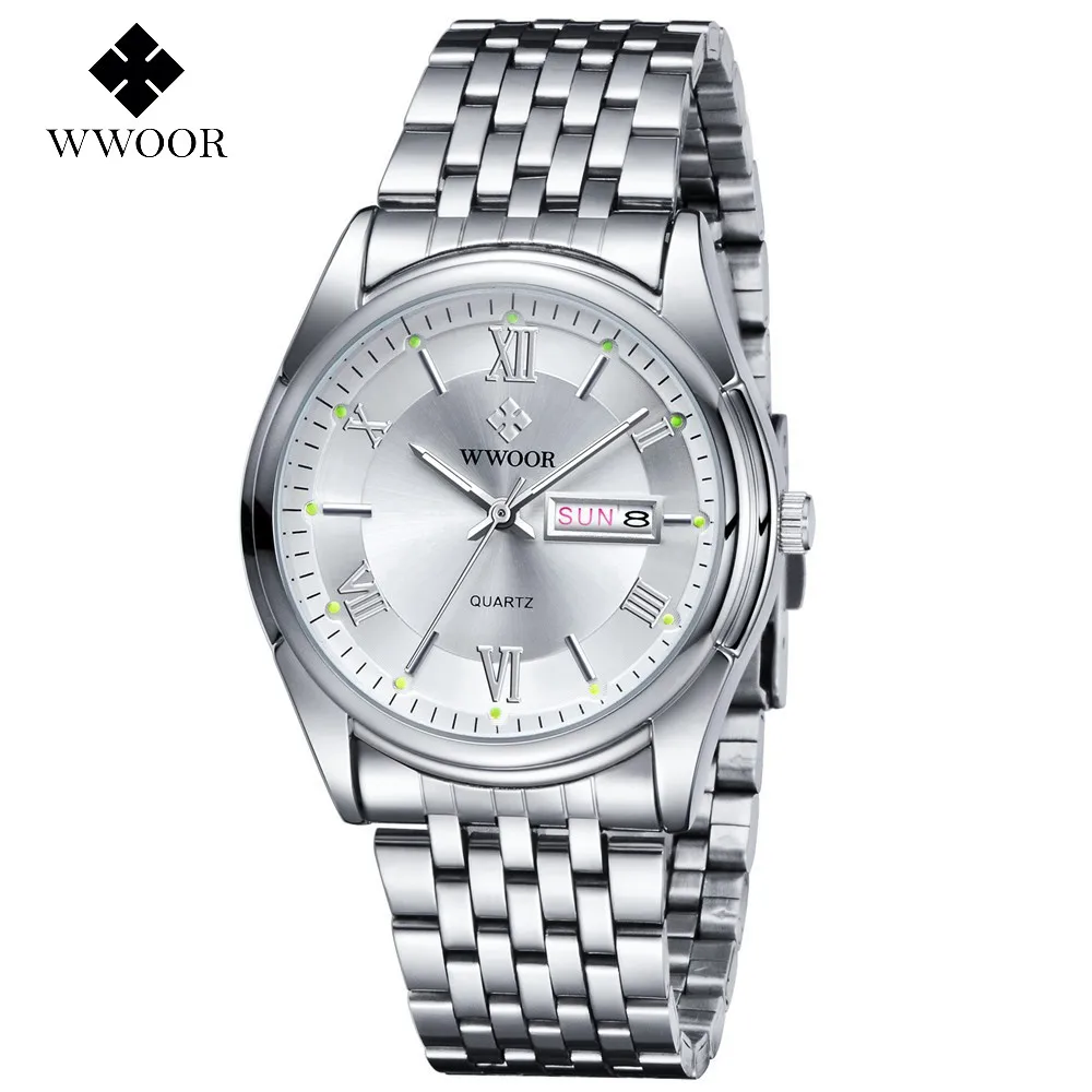 

WWOOR Wrist Watch Men Top Brand Luxury Famous Male Clock Quartz Watch Wristwatch Quartz-watch Relogio Masculino WR8802-White