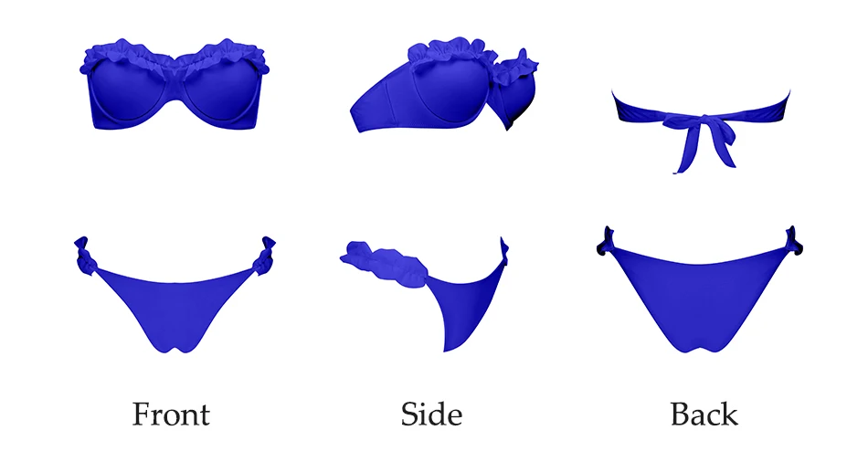 RXRXCOCO бренд сексуальный комплект бикини пуш-ап с рюшами женский купальник, бандажный купальник с оборкой купальный костюм Maillot De Bain Femme