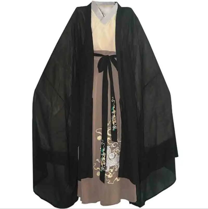 Большой размер 6XL для мужчин/женщин Hanfu черный/коричневый китайское традиционное