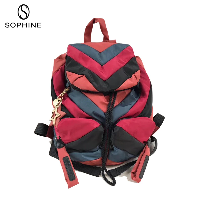 

2019 Fashion brand style Hip-hop Multifunctional Sports Nylon backpack women casual backpacks Patchwork Cover