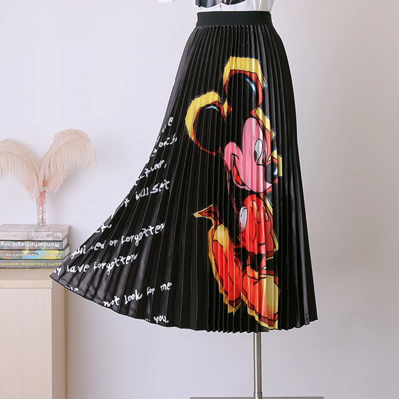 

BGSOLID stretch waist print long skirt medium with cartoon mickey waist high Wholesale and dropshipping Shits are both welcomed