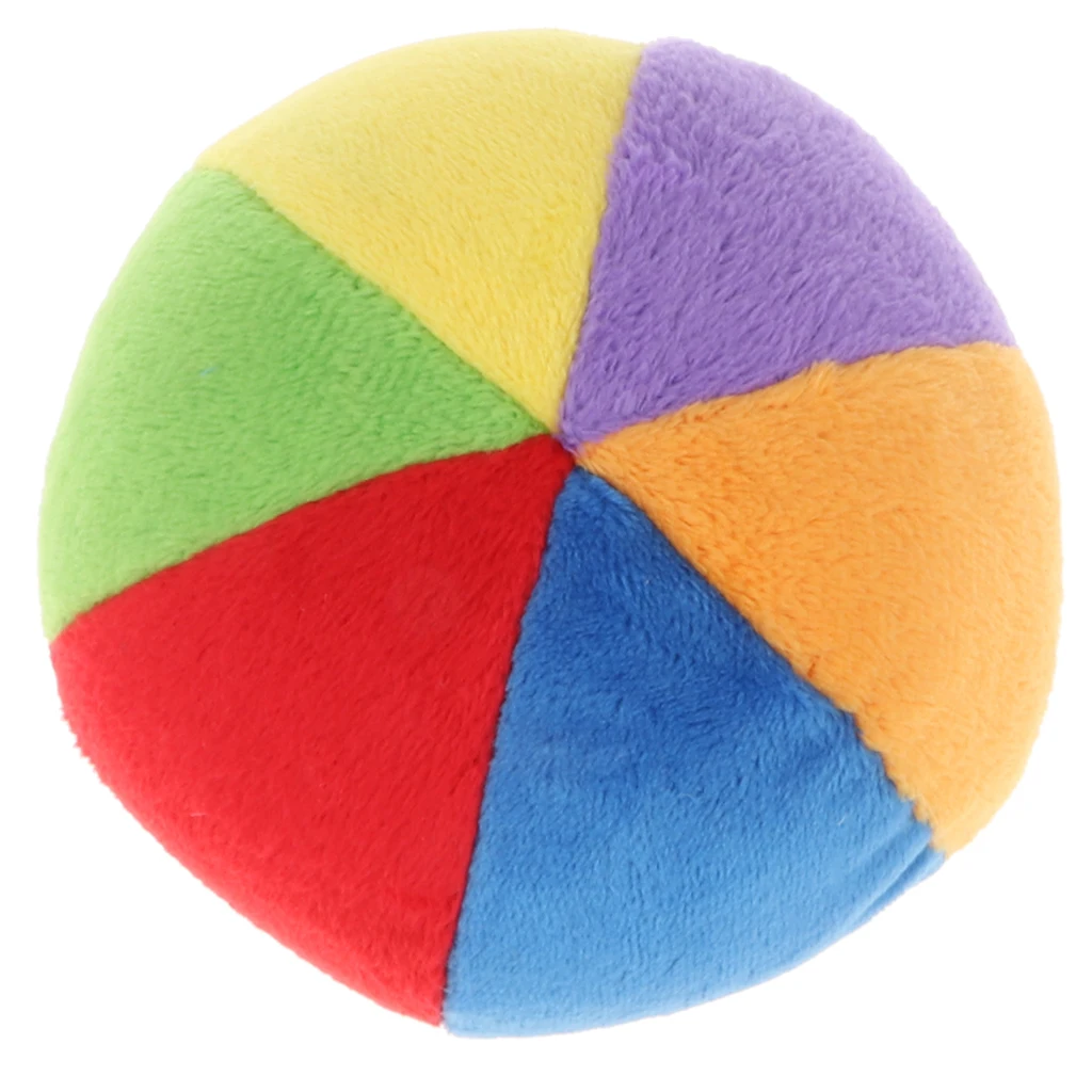 4 Inch Rainbow Soft Plush Ball Rattle Block Hand Grab And Shake Toy, Preschool Educational Toy For Kids Baby Toddler