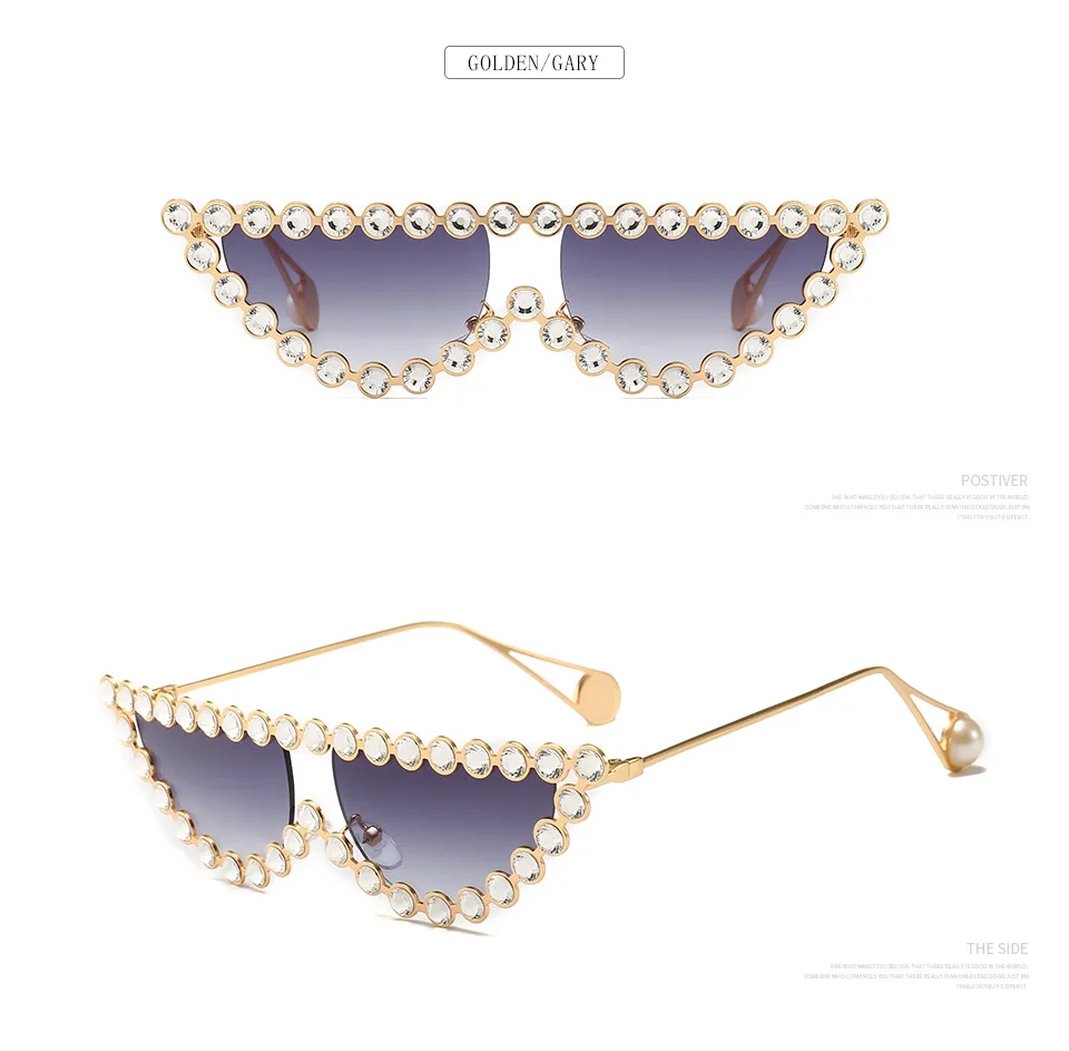 2020 женские солнцезащитные очки с кошачьим глазом, модные солнцезащитные очки с несколькими цирконами, маленькая оправа, полые