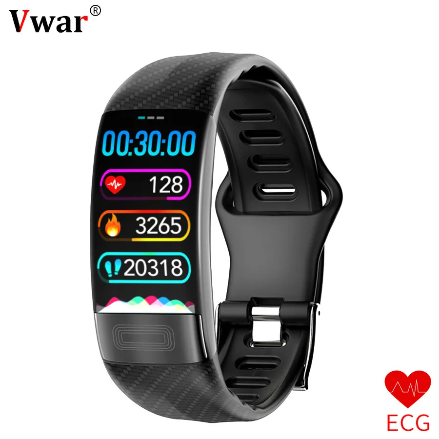  Vwar P11 ECG+PPG Smart Band Blood Pressure HR Monitor Smartband Fitness Tracker Watch Pedometer Sma - 33000630359
