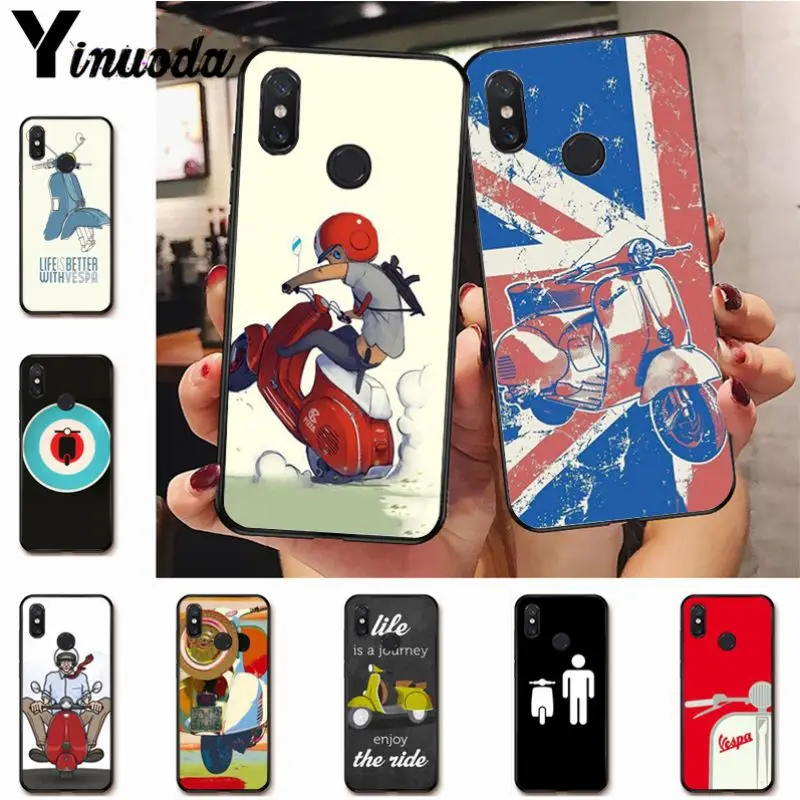 

Yinuoda Vespa Scooter soft tpu Phone Accessories Case for xiaomi redmi7 5plus 6pro 6a 4x go note5 note7 note6pro mi8se 9se cover