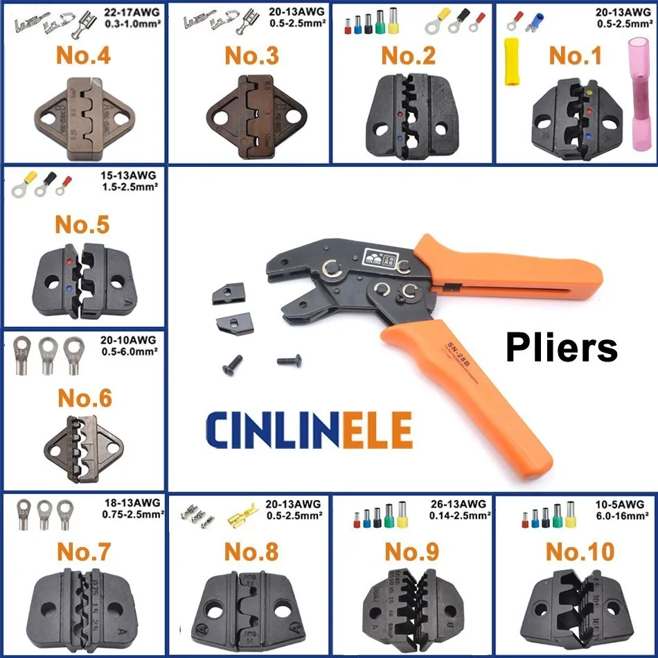 

Crimping Tool Ratcheting Wire Crimper Tool and Interchangeable Dies For Heat Shrink Connectors Non-Insulated Ferrule Terminals