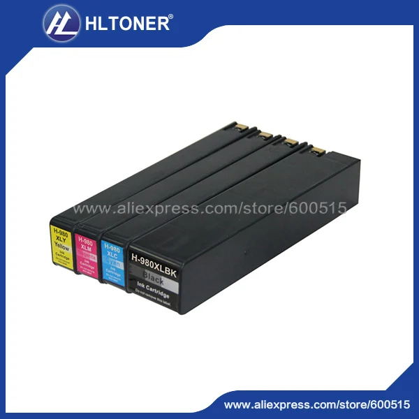 

4pcs ink cartridge 980XL Compatible for H Officejet Enterprise Color X555dn X555xh X585dn MFP X585f X585z printer