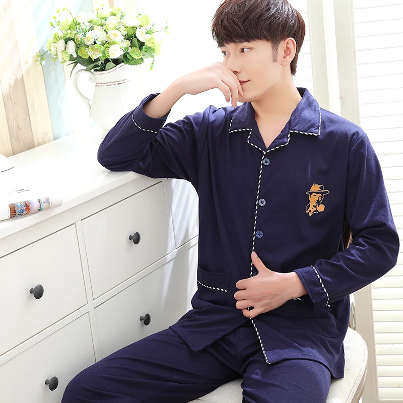 2017 Winter Autumn thick cotton men's pajamas gentlemen's homewear male